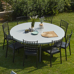 Table pliante ronde ASIA de 150 cm en résine blanche pour le service traiteur
