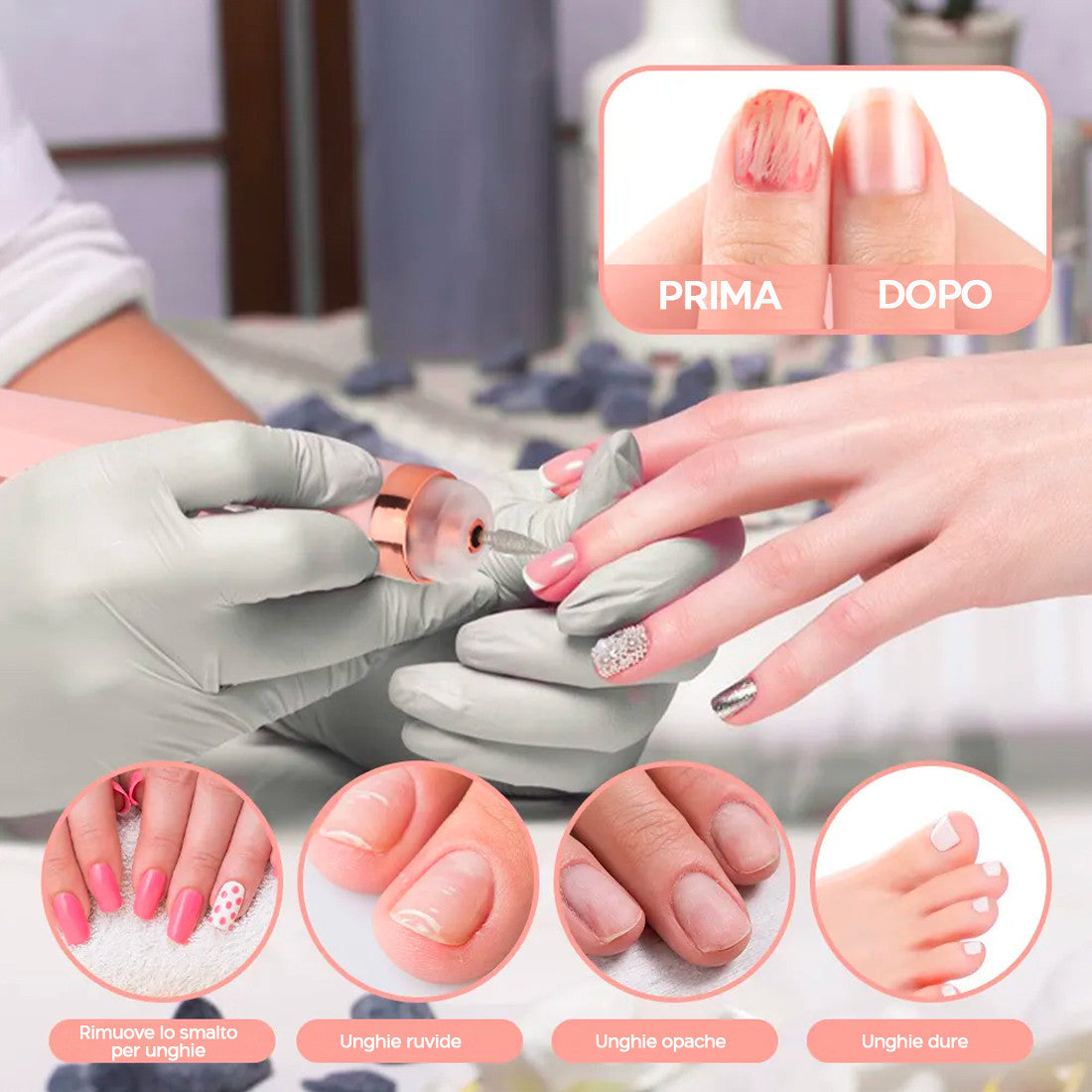 Mini Ponceuse à Ongles Électrique Portable Rechargeable 12000 tr/min 2 Vitesses