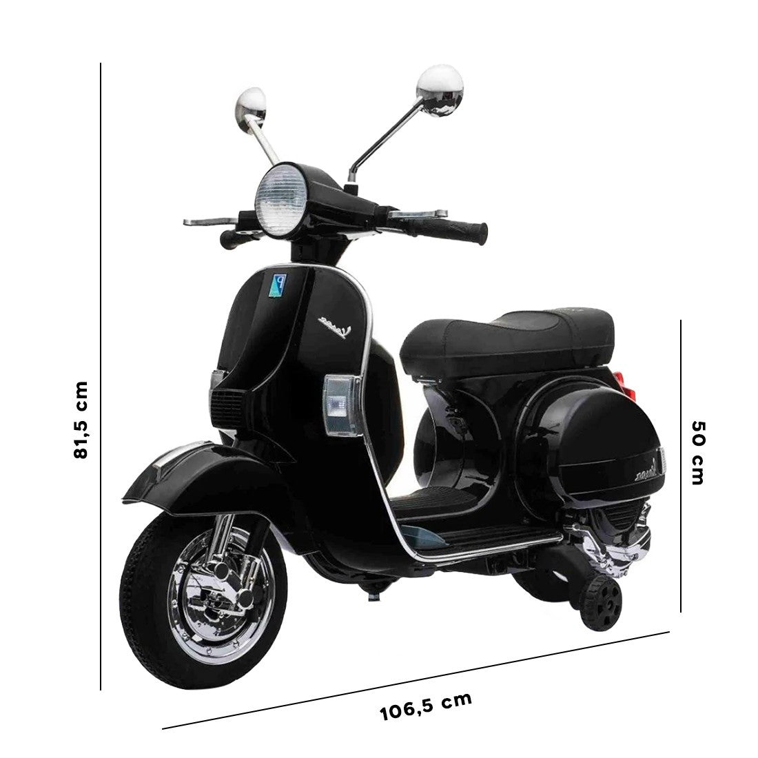 LT887 Moto électrique PIAGGIO pour enfants VESPA PX avec roulettes laterales