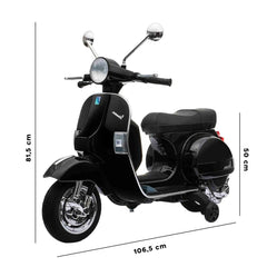 LT887 Moto électrique PIAGGIO pour enfants VESPA PX avec roulettes laterales