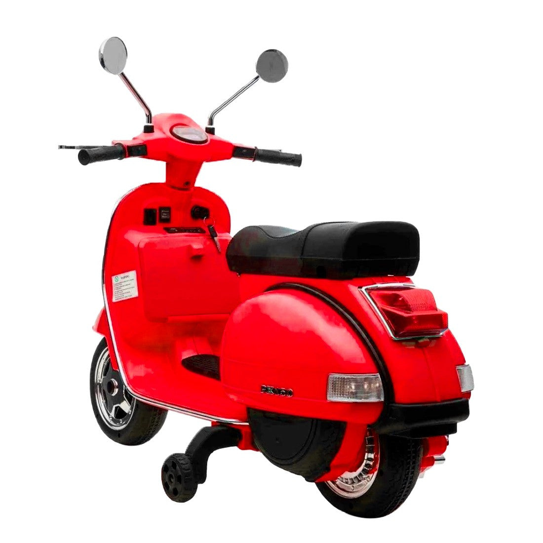 LT887 Moto électrique PIAGGIO pour enfants VESPA PX avec roulettes laterales