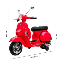 LT887 Moto électrique PIAGGIO pour enfants VESPA PX avec roulettes laterales