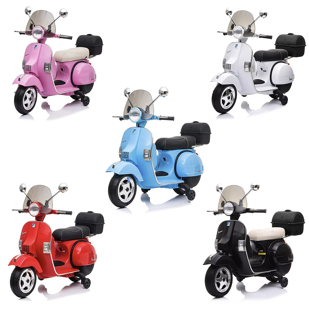 Piaggio Vespa PX 150 Full Electrique 12V pour Enfant avec coffre et paravent MP3