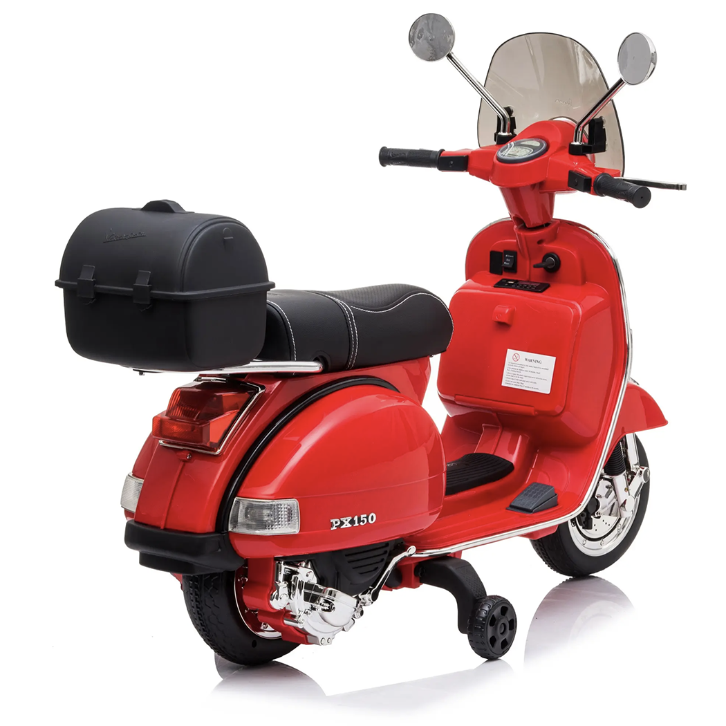 Piaggio Vespa PX 150 Full Electrique 12V pour Enfant avec coffre et paravent MP3