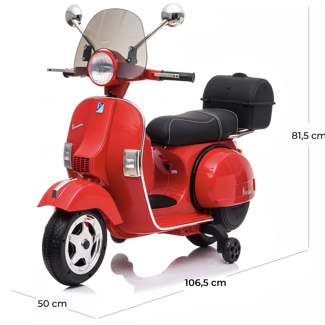 Piaggio Vespa PX 150 Full Electrique 12V pour Enfant avec coffre et paravent MP3