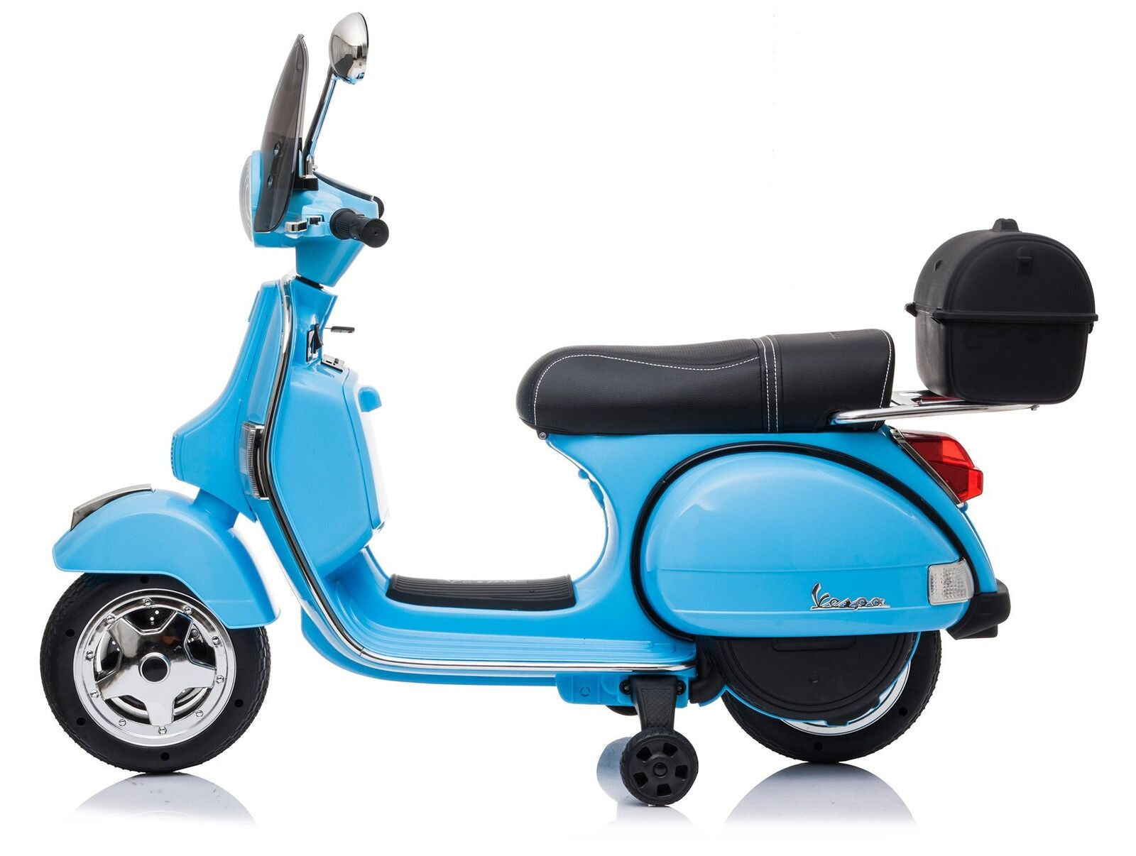 Piaggio Vespa PX 150 Full Electrique 12V pour Enfant avec coffre et paravent MP3
