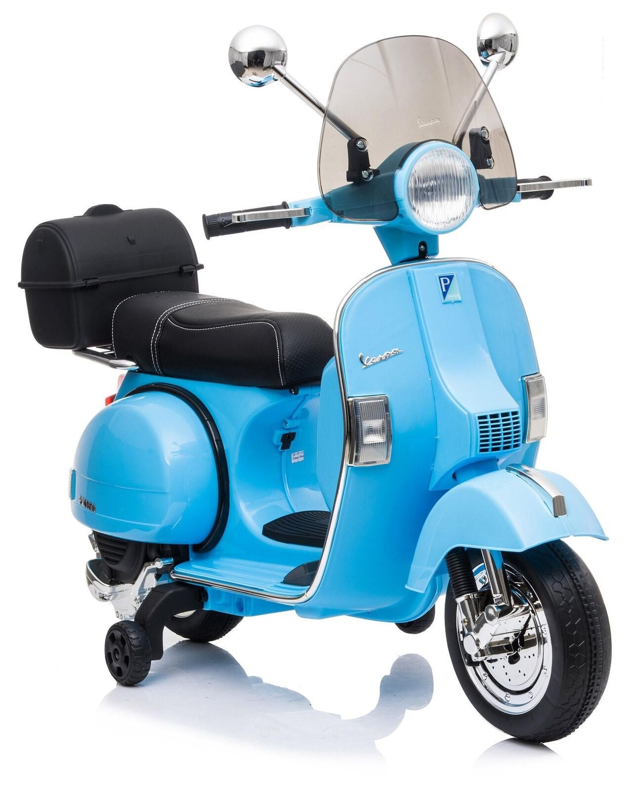 Piaggio Vespa PX 150 Full Electrique 12V pour Enfant avec coffre et paravent MP3