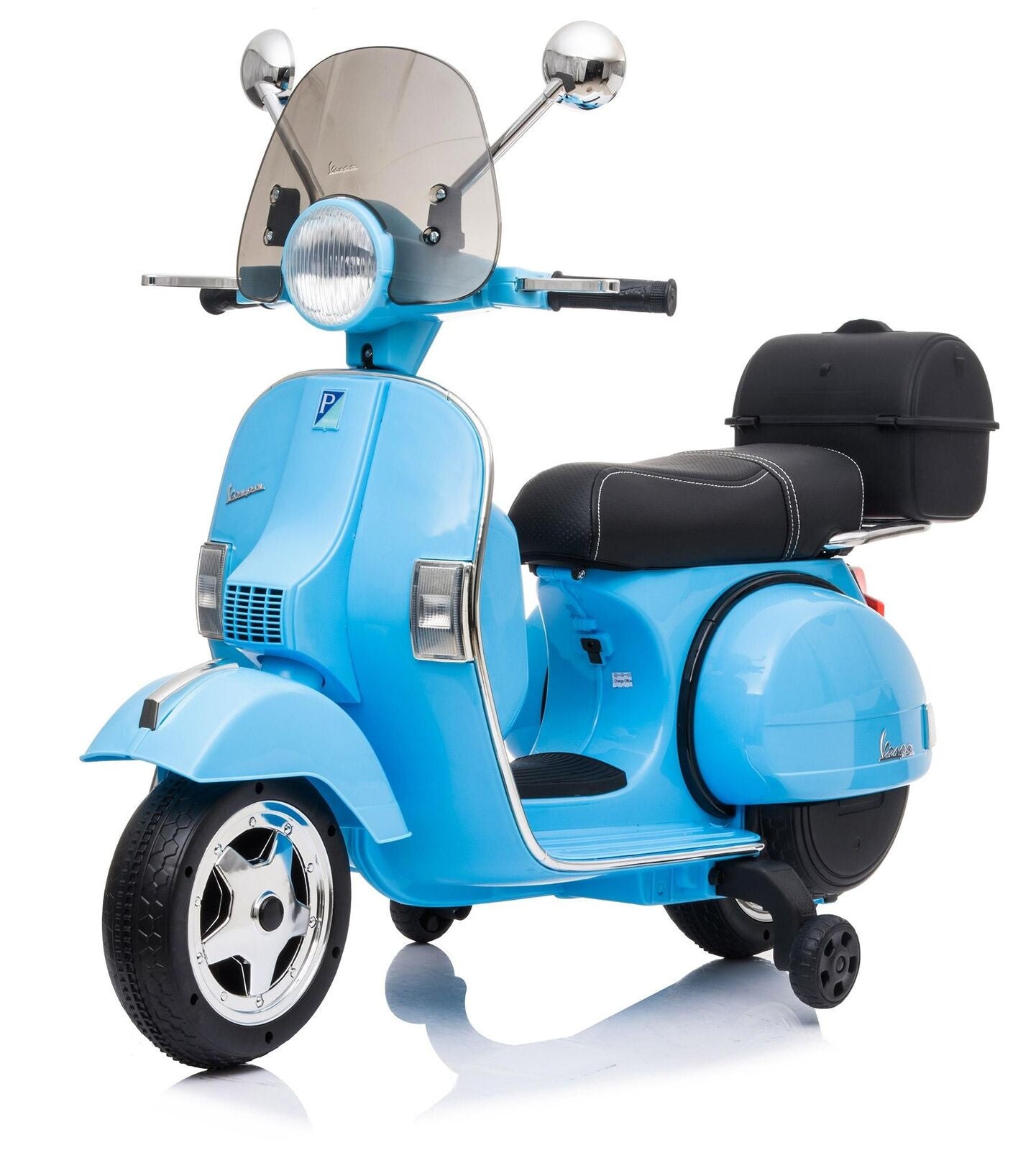 Piaggio Vespa PX 150 Full Electrique 12V pour Enfant avec coffre et paravent MP3