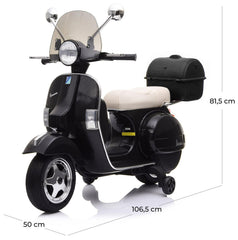 Piaggio Vespa PX 150 Full Electrique 12V pour Enfant avec coffre et paravent MP3