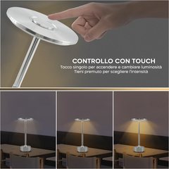 Lampe de Table 5W Rechargeable Contrôle Tactile LED Réglable Design en Aluminium