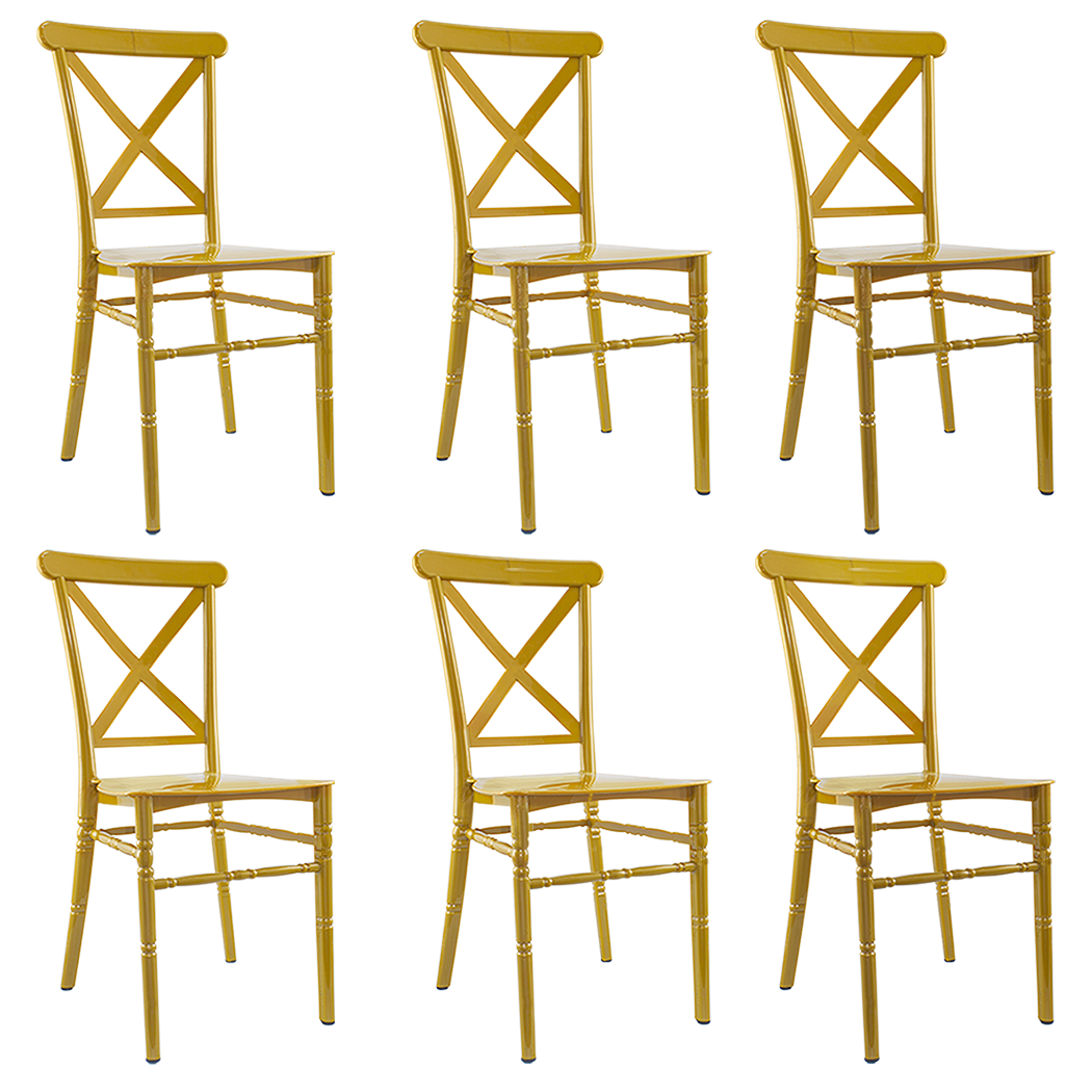 6 chaises vintage polypropylène moutarde Sidney idéales restauration événements