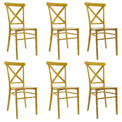 6 chaises vintage polypropylène moutarde Sidney idéales restauration événements