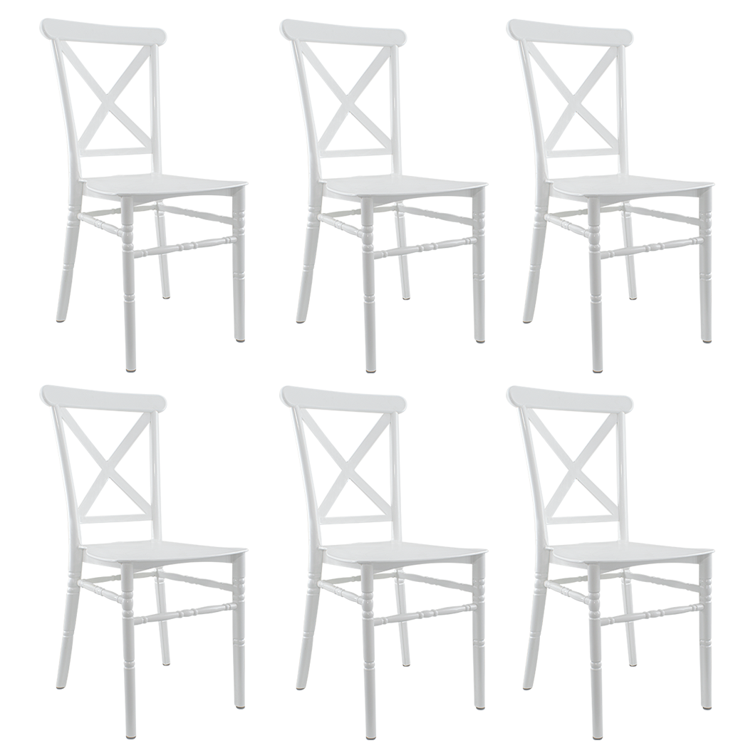 6 chaises Sidney blanches vintage polypropylène idéales restauration événements