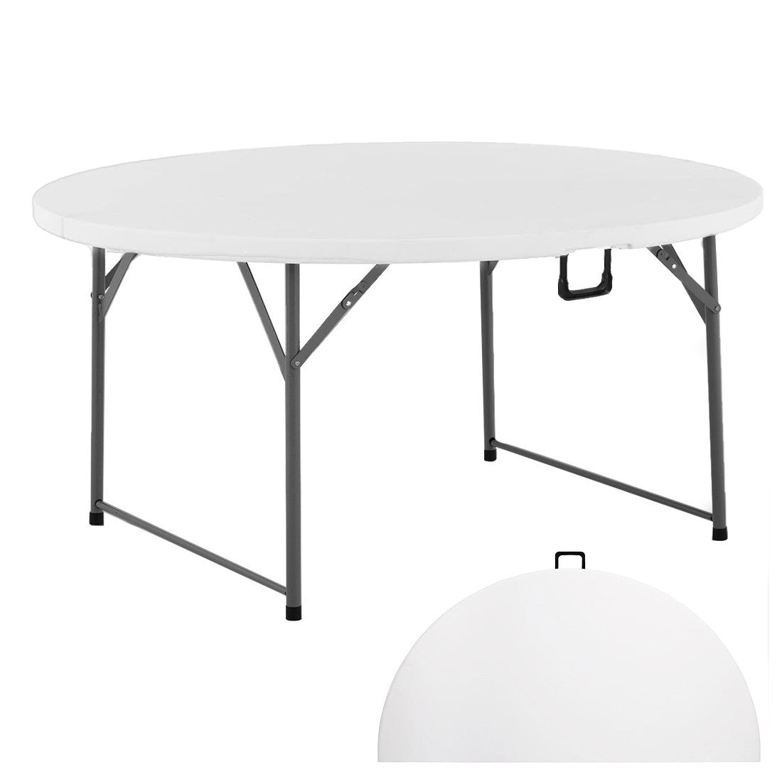Table pliante ronde ASIA 122 cm résine blanche pour restauration jardin maison
