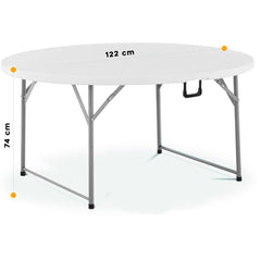 Table pliante ronde ASIA 122 cm résine blanche pour restauration jardin maison