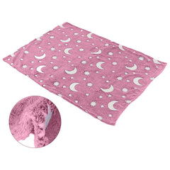Couverture magique enfants en peluche rose avec des étoiles fluorescent 170x180