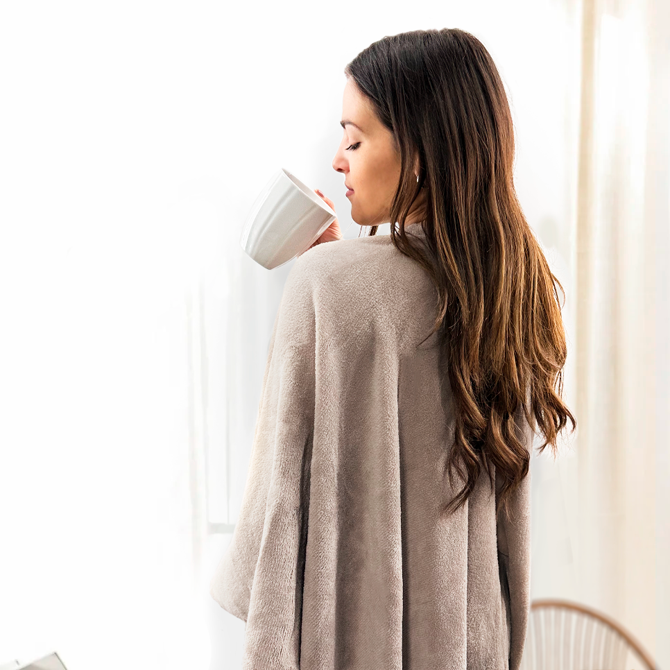 Châle avec cordon pour femme doux chaud pour l'hiver à la maison taille unique