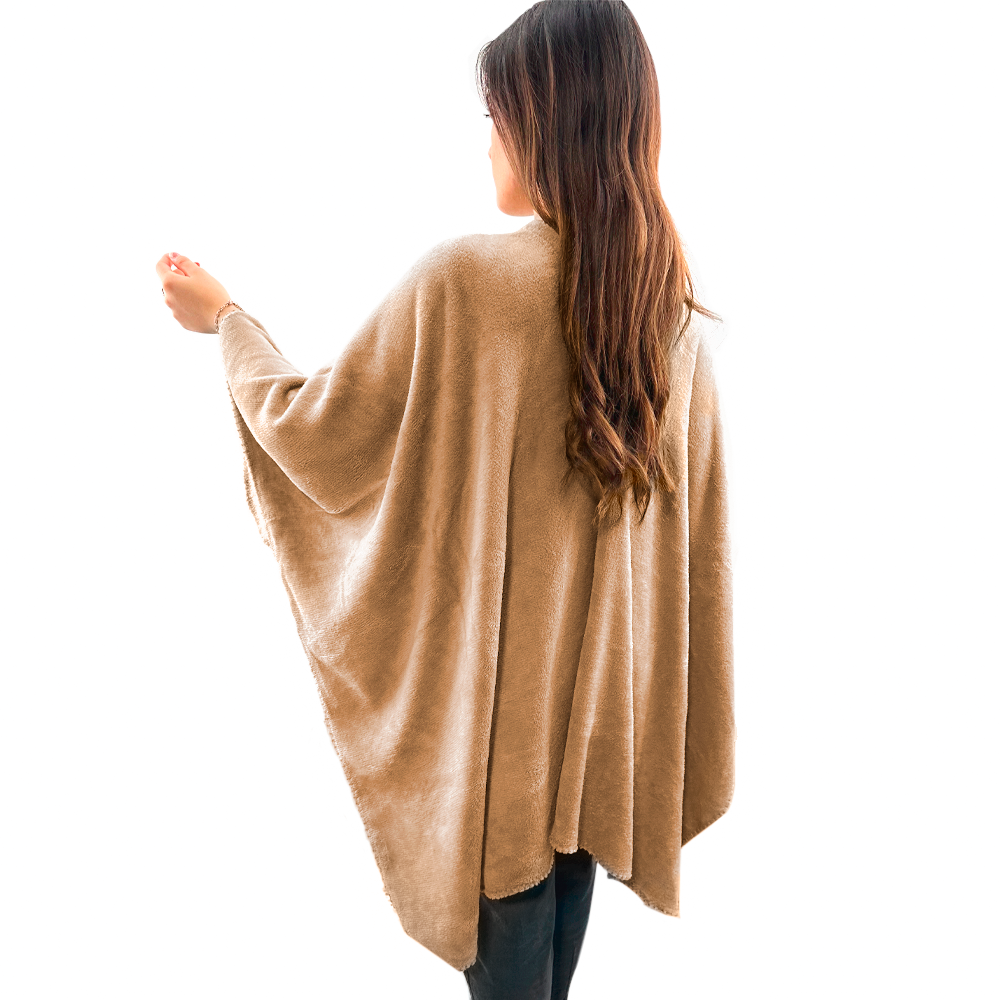Châle avec cordon pour femme doux chaud pour l'hiver à la maison taille unique