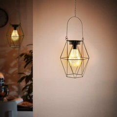 Lanterne extérieure avec mini-lumières LED à pile - Lampe suspendue factice