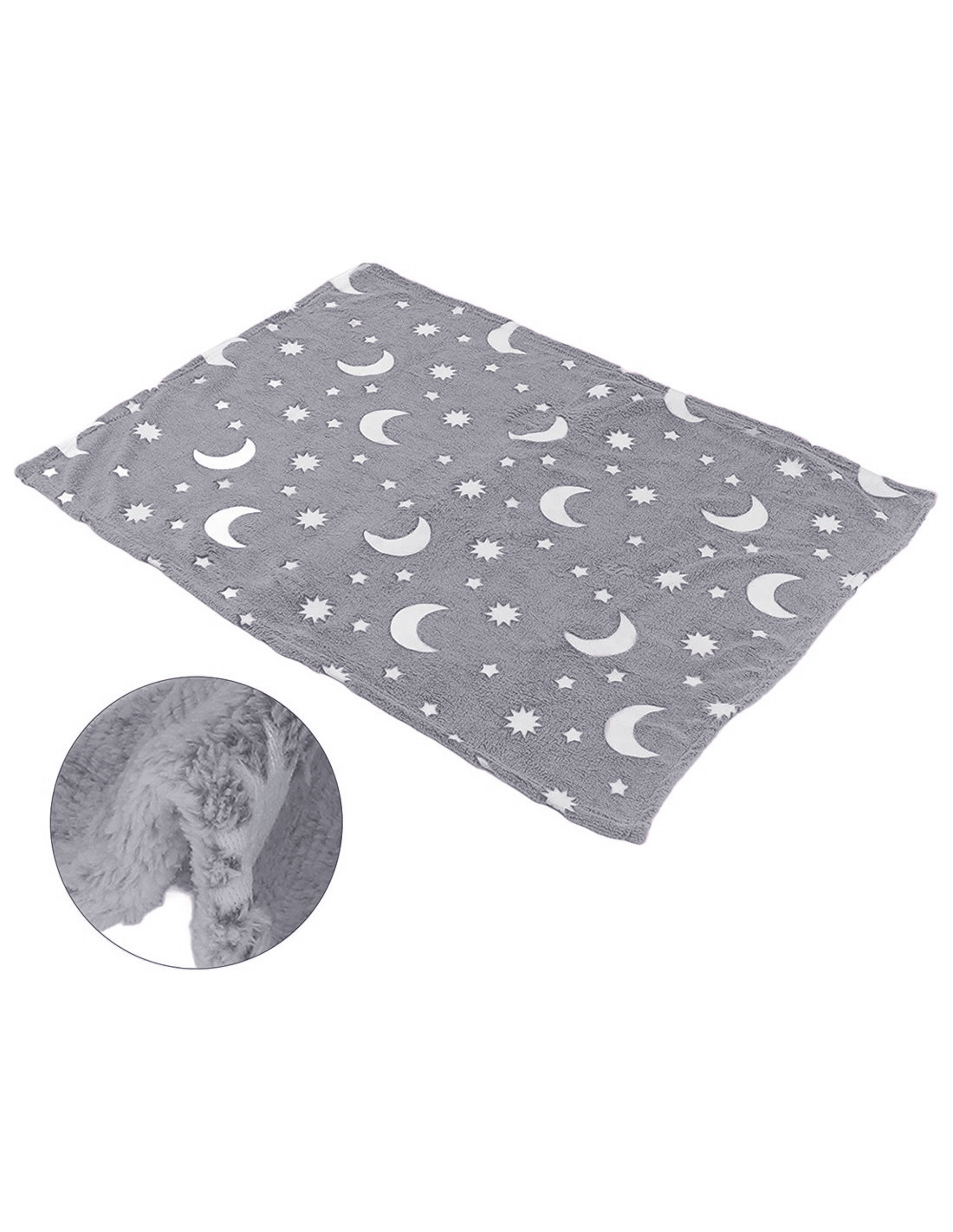 Couverture Magique Enfants Plaid d'Hiver en Peau Grise avec Motif Fluorescent