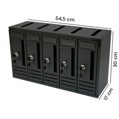 Boîte aux lettres verticale 5 places Iron Grey 900.5 52x18x30h