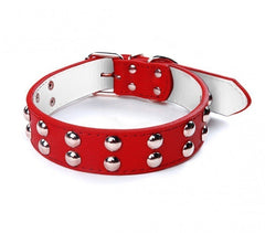 Collier en cuir martelé avec boutons ronds pour les gros chiens avec fermeture