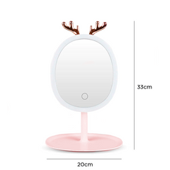 Miroir maquillage cosmétique avec éclairage LED tactile rechargeable sur table