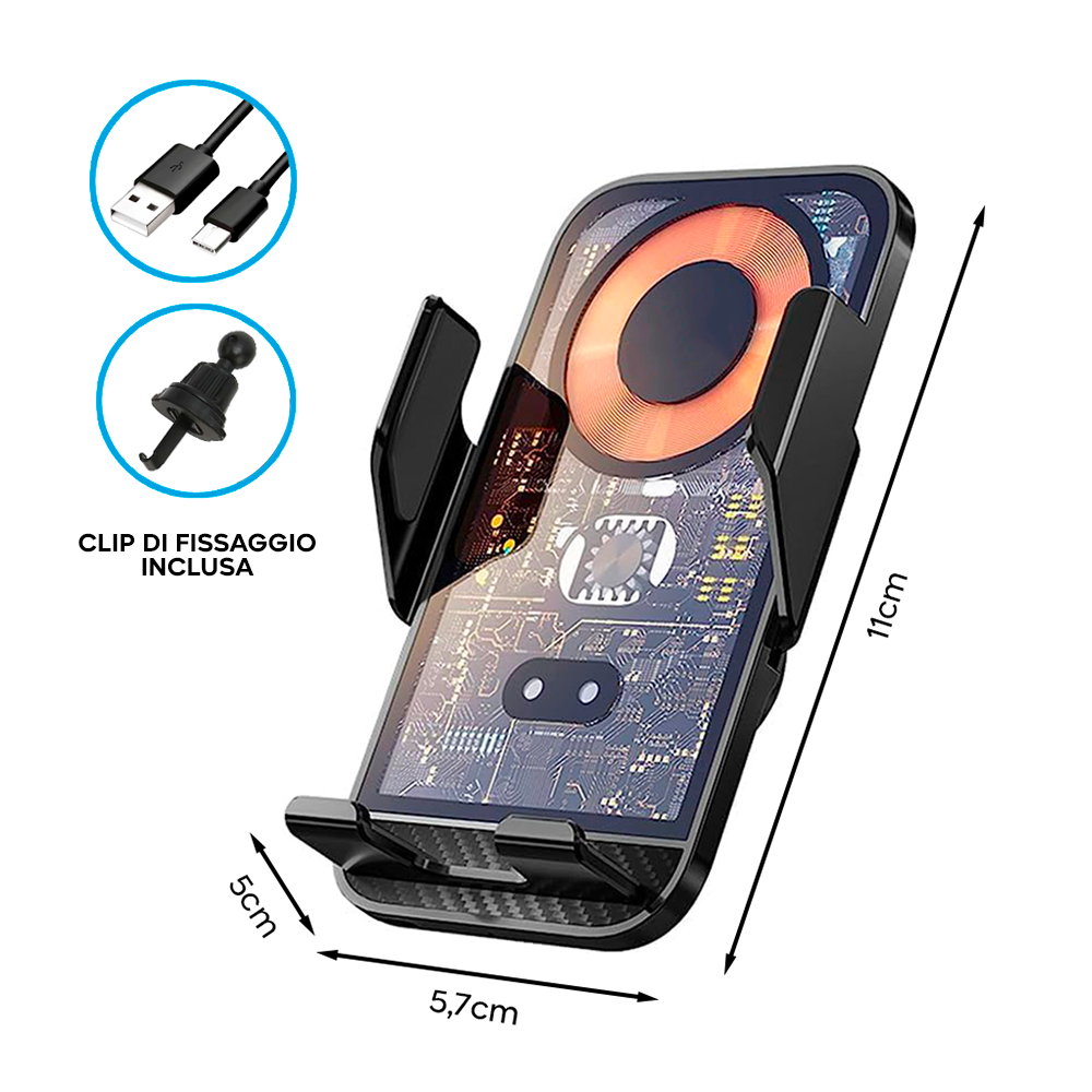 Support voiture avec chargement sans fil 20W serrage automatique multifonction