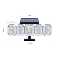 Lampe Solaire Extérieure Murale avec Télécommande IP65, 5 Panneaux et 300 LED