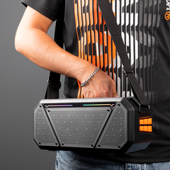 Enceinte stéréo portable Bluetooth sans fil lumières RVB et microphone Radio FM
