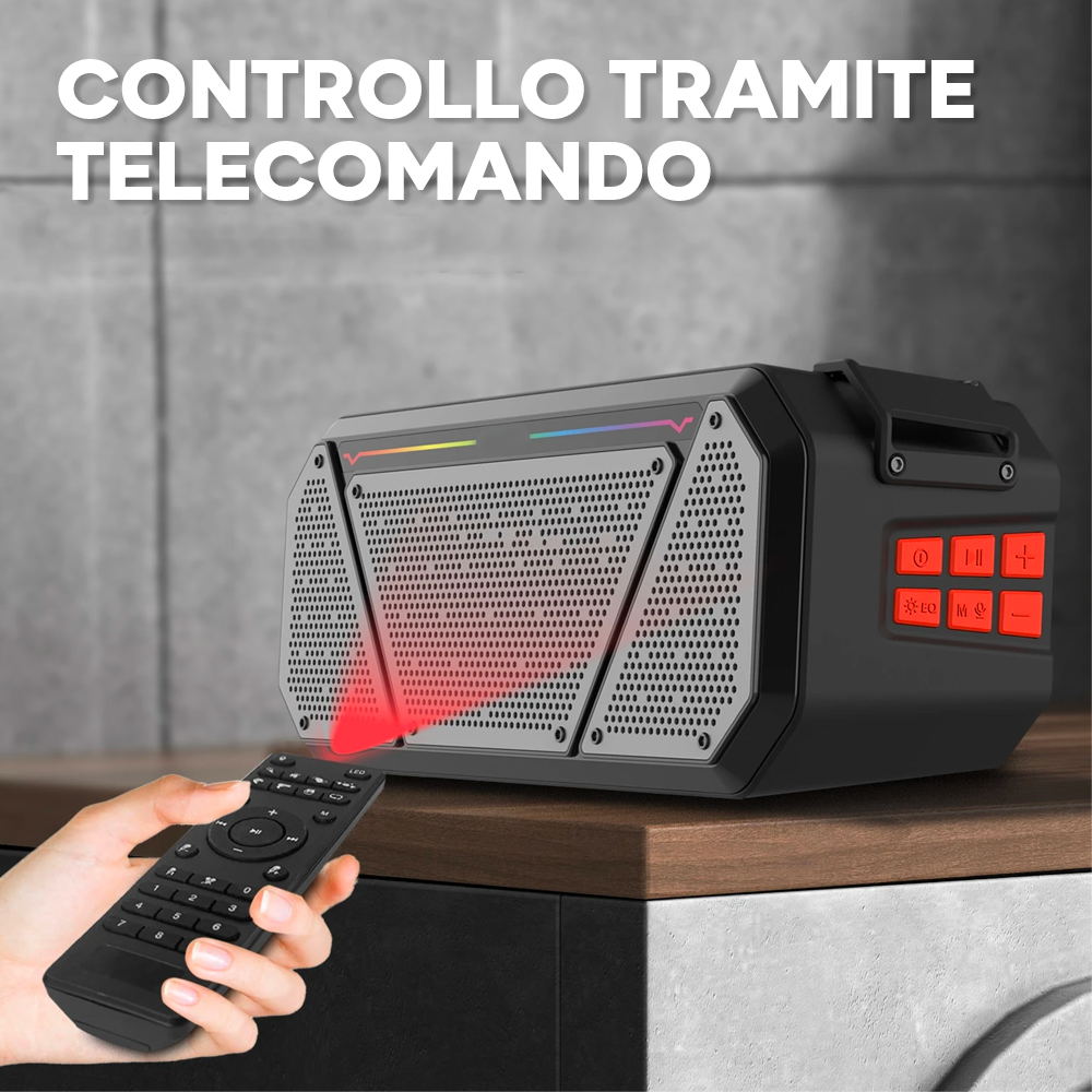 Enceinte stéréo portable Bluetooth sans fil lumières RVB et microphone Radio FM
