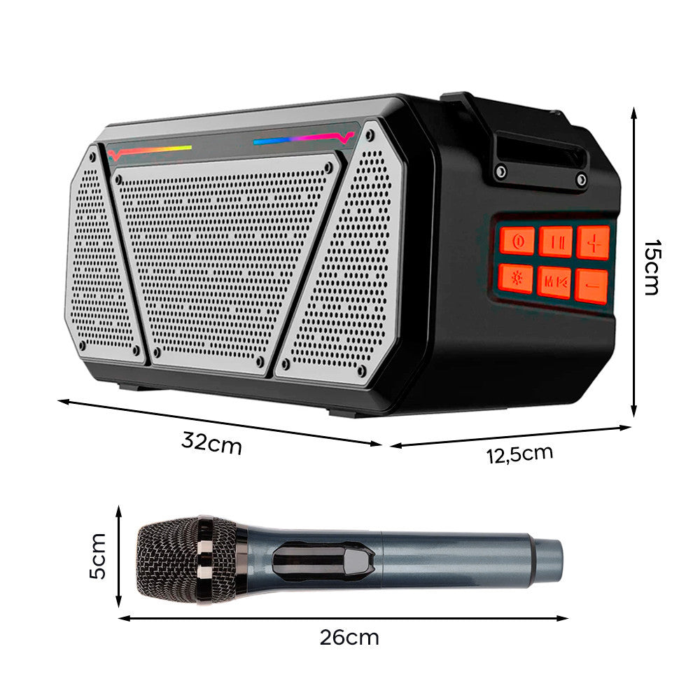 Enceinte stéréo portable Bluetooth sans fil lumières RVB et microphone Radio FM