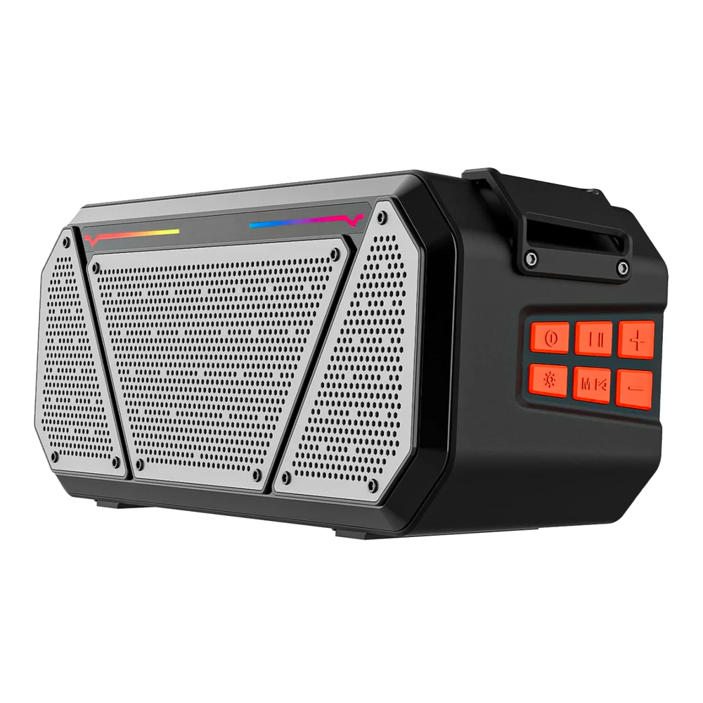 Enceinte stéréo portable Bluetooth sans fil lumières RVB et microphone Radio FM