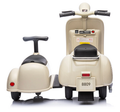 Moto électrique enfants LT958 Vespa avec petit side-car 6V lumières LED et son
