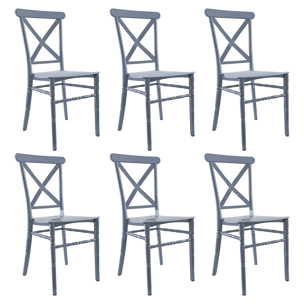 Pack 6 chaises Sidney Gris polypropylène vintage pour restauration et événements