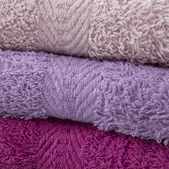 Ensemble de serviettes de bain 3+3 visage + invité en couleurs unies 100% coton