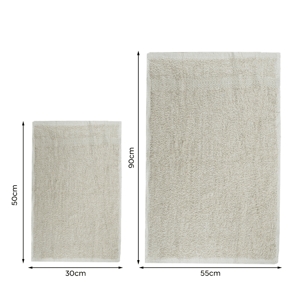Ensemble de serviettes de bain 3+3 visage + invité en couleurs unies 100% coton