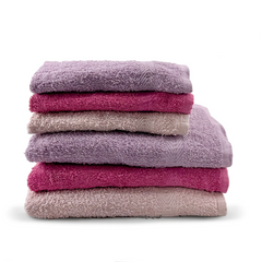 Ensemble de serviettes de bain 3+3 visage + invité en couleurs unies 100% coton