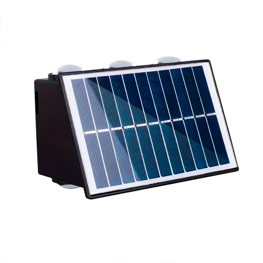 Lampe Solaire Murale avec 6 LED Lumière Chaude et Double Émission de Lumière