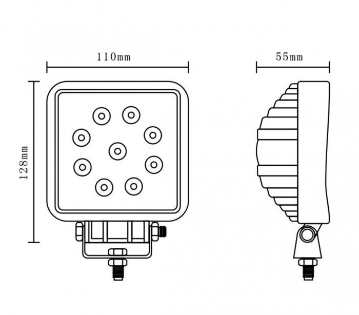 FARD -27w - 9 LED lumière froide / Convient pour voiture -camion -bateau (carré)