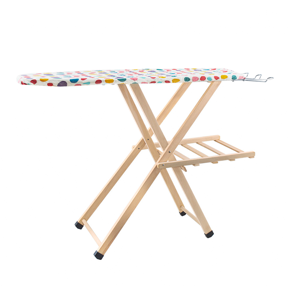 Table à repasser en bois LADY pliable avec support pour chaudière 79x35x121cm