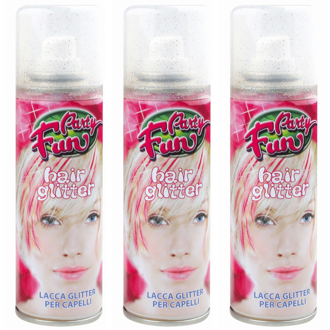 Ensemble 3 laques temporaires pailletées pour cheveux 125ml paillettes couleurs