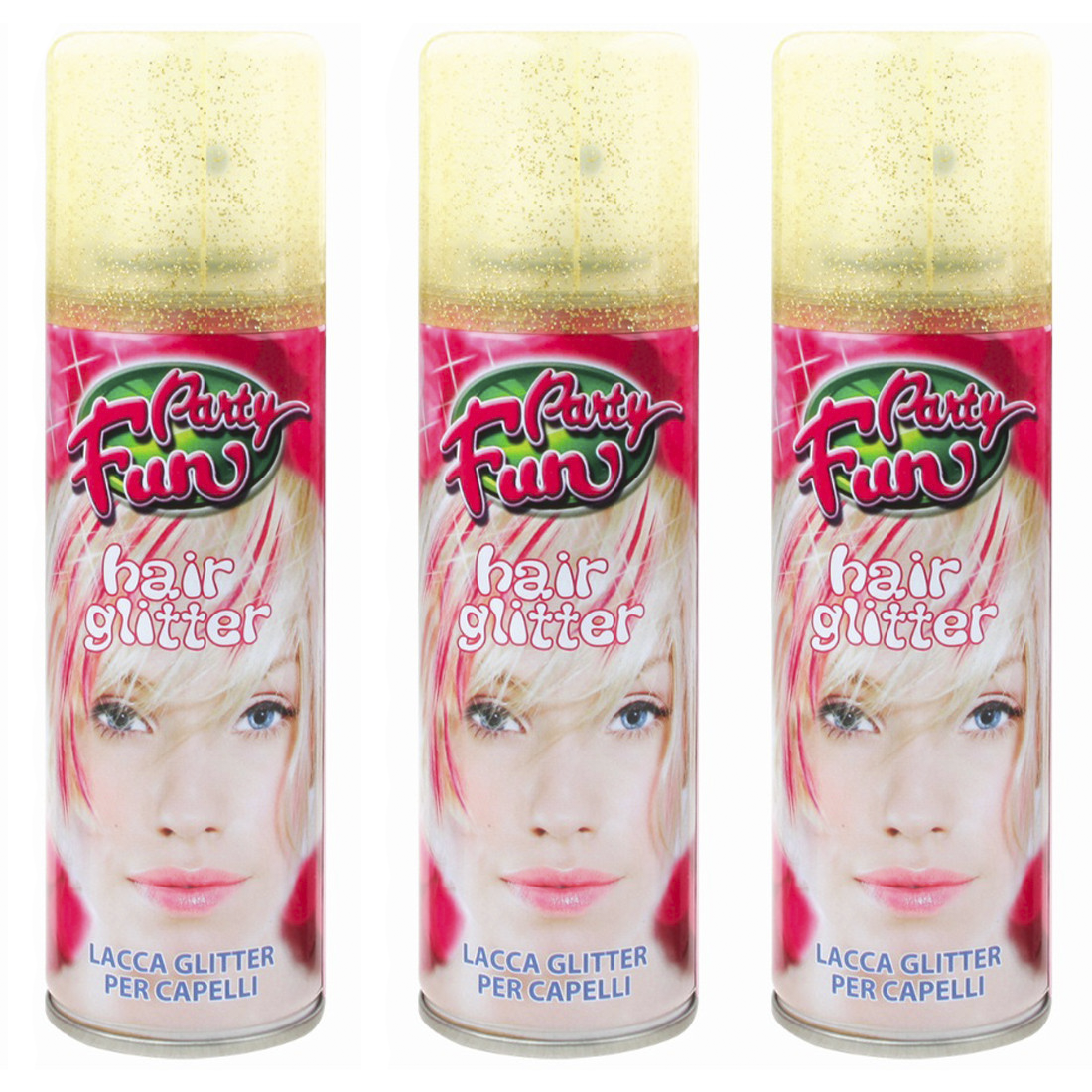 Ensemble 3 laques temporaires pailletées pour cheveux 125ml paillettes couleurs
