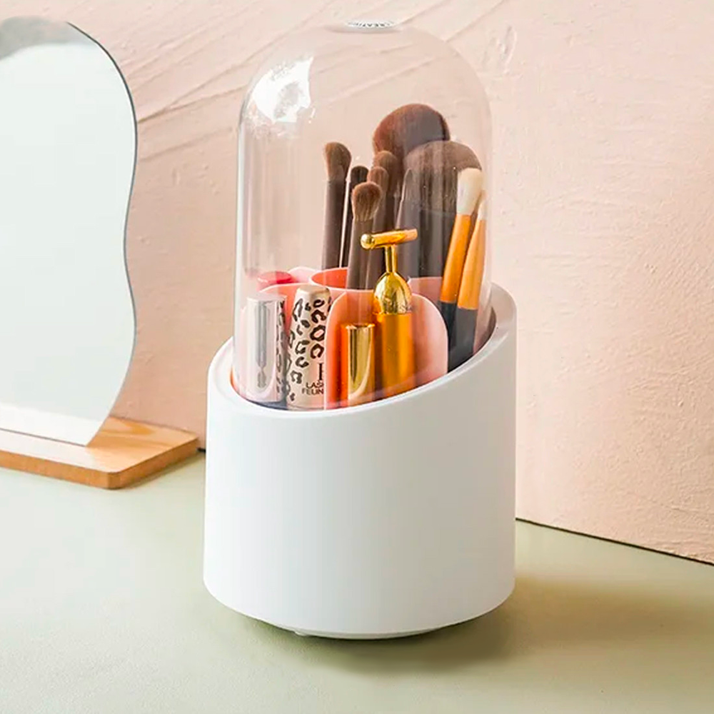 Organisateur pinceaux et maquillage avec base rotative à 360° et 7 compartiments