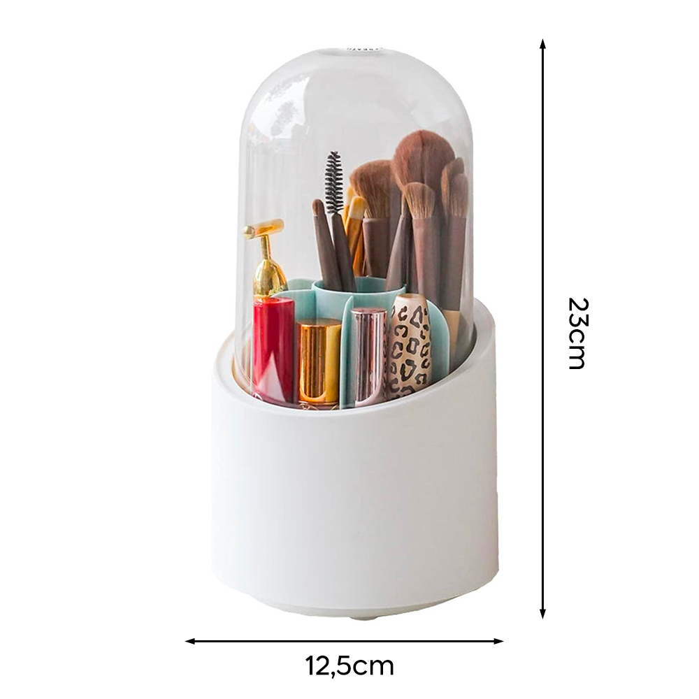 Organisateur pinceaux et maquillage avec base rotative à 360° et 7 compartiments