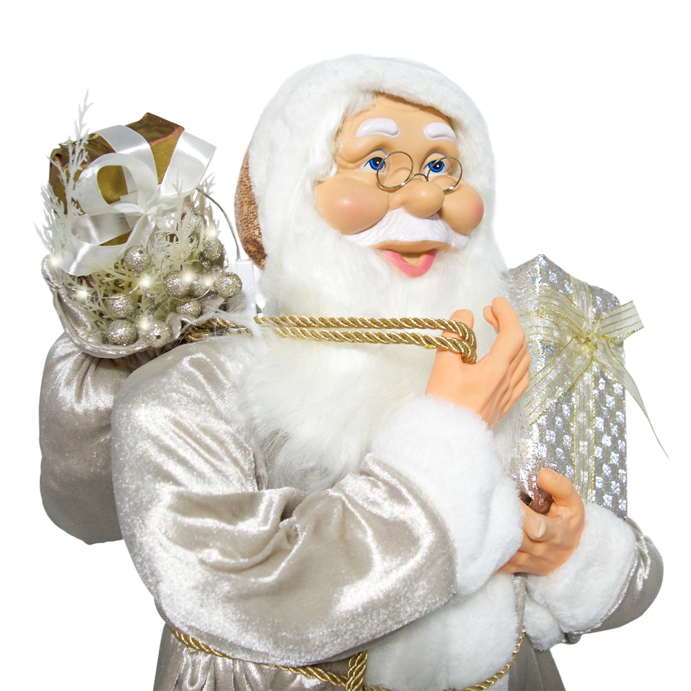 Costume de Père Noël Champagne 144292 Décoration 90H cm Mini Lumières et Sons