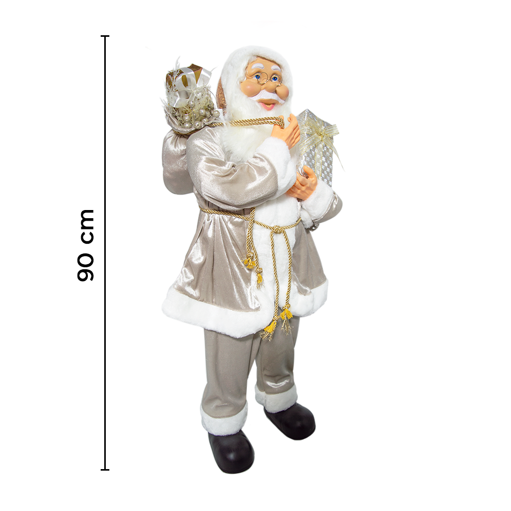 Costume de Père Noël Champagne 144292 Décoration 90H cm Mini Lumières et Sons