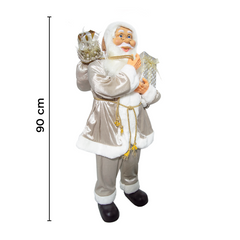 Costume de Père Noël Champagne 144292 Décoration 90H cm Mini Lumières et Sons