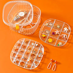 Boîte en plastique transparente pour organisateur de bijoux avec compartiments
