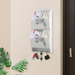 Organiseur mural bois lettres avec 2 compartiments décoration Shabby 29x6x18cm